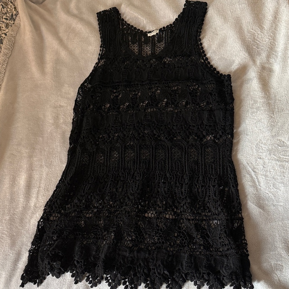 Forever 21 Black Crochet Swim Coverup
